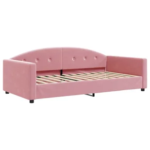 Sofa rozsuwana z szufladami, różowa, 100x200 cm, aksamit  Lumarko! - Łóżka - miniaturka - grafika 5