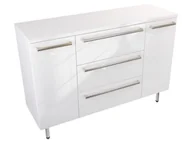 Szafki łazienkowe - Szafka Stojąca Z Blatem ATH 120 cm KD - Biały Wysoki Połysk - Uchwyty Stal Szczotkowana - miniaturka - grafika 1