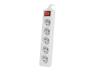 LANBERG Listwa przedłużacz Lanberg 1.5m biała 5x 230V PL z wyłącznikiem kabel wykonany z pełnej miedzi PS1-05E-0150-W - Listwy zasilające - miniaturka - grafika 2