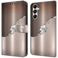 Etui i futerały do telefonów - Do etui na telefon komórkowy Samsung Galaxy A55 5G z nadrukiem 3D Pattern Stand Leather Cover Srebrny kwiat - miniaturka - grafika 1