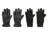 Rękawiczki sportowe męskie - LIVERGY® Rękawiczki skórzane męskie z podszewką, czarny - miniaturka - grafika 1