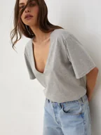 Koszulki i topy damskie - T-SHIRT V-NECK GREY - MADE BY US - miniaturka - grafika 1