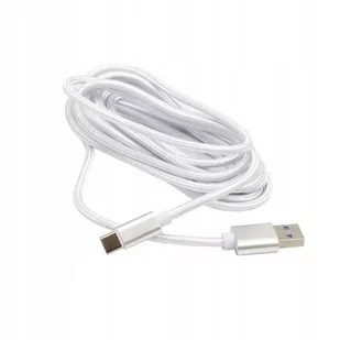 Kabel USB Typ C USBC USBA 3m Huawei Super Charge nylon srebrny - Kable USB - miniaturka - grafika 1