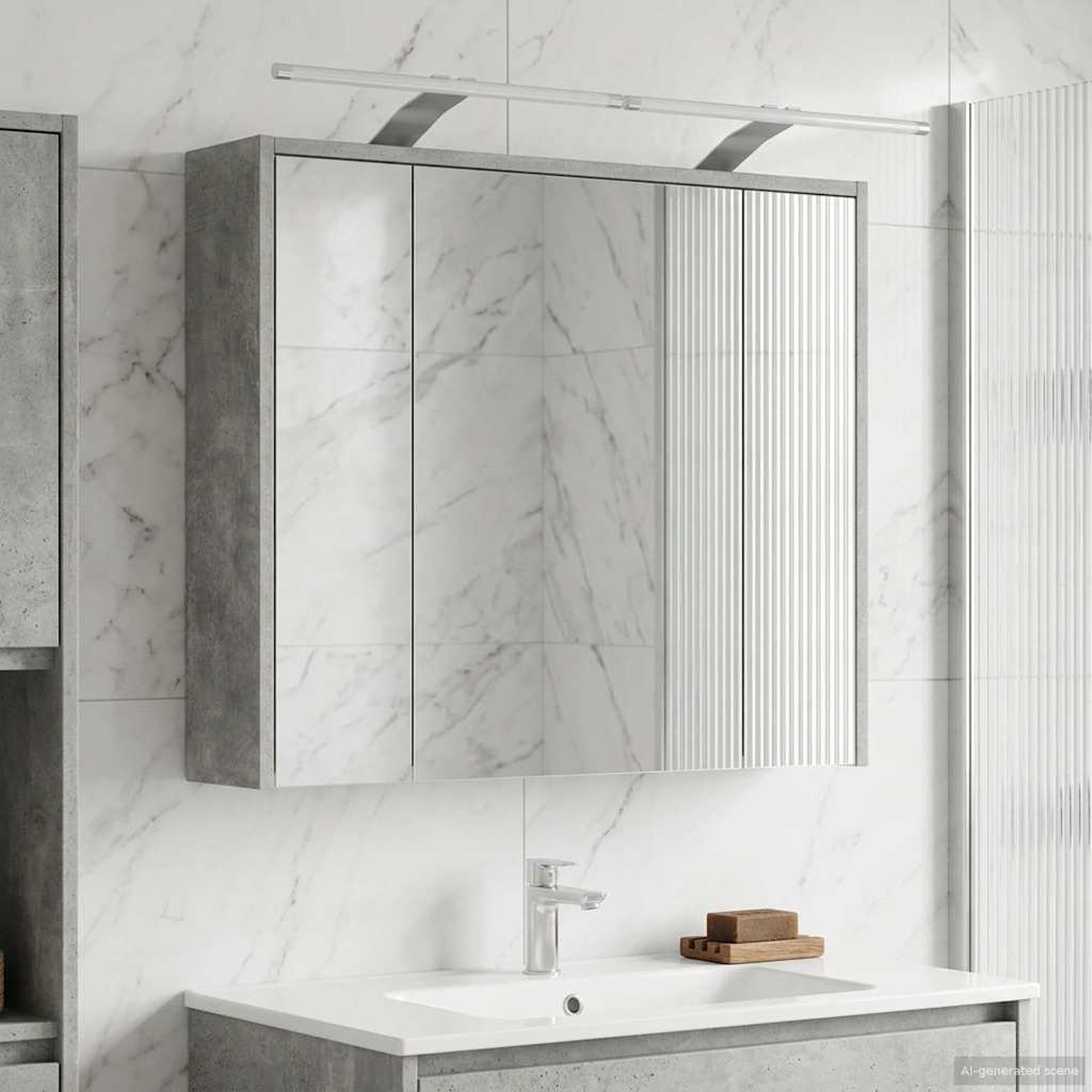 vidaXL vidaXL Szafka z lustrem do łazienki Betonowy szary 73,5 x 16 x 62,5 cm