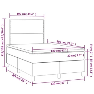 Łóżko kontynentalne z materacem, ciemnoszara tkanina 120x200 cm Lumarko - Łóżka - miniaturka - grafika 9