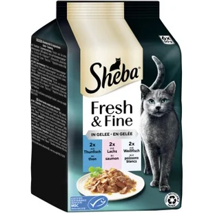 Sheba Wielopak Fresh & Fine 36 x 50 g w galaretce Tuńczyk, łosoś i biała ryba - Mokra karma dla kotów - miniaturka - grafika 1
