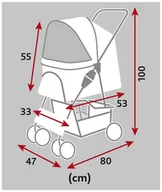 Sprzęt podróżny i transportery dla psów - Wózek, dla zwierząt, szary, 47 × 100 × 80 cm, 4,9kg - miniaturka - grafika 1