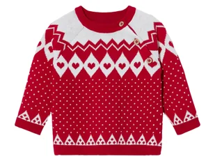 lupilu® Sweter dziecięcy z dzianiny, wzór norweski (62-68, Czerwony) - Bluzy i sweterki niemowlęce - miniaturka - grafika 1