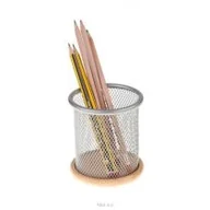 Przyborniki na biurko - Net Kubek przybornik z drewnem - miniaturka - grafika 1