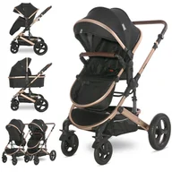Wózki dziecięce - Wózek Wielofunkcyjny 2w1 Spacerówka + Gondola Lorelli Boston czarny - miniaturka - grafika 1