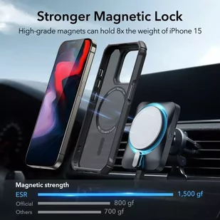 Etui ESR Air Armor Halolock Magsafe do Apple iPhone 15 Pro Frosted Black - Etui i futerały do telefonów - miniaturka - grafika 3