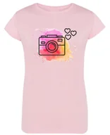 Koszulki i topy damskie - T-Shirt damski nadruk Aparat Kolorowe Tło r.L - miniaturka - grafika 1