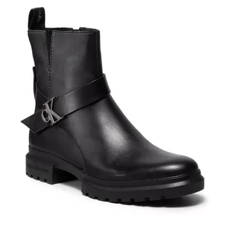 Botki damskie - Calvin Klein Botki JEANS - Cleated Mid Boot W Buckle YW0YW00420 Black BEH - grafika 1