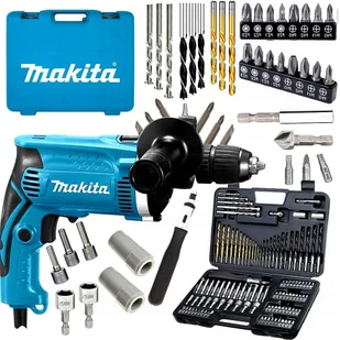 Makita HP1631KX3 wiertarka udarowa w walizce, z 74-częściowym zestawem akcesoriów, 710 W - Wiertarki - miniaturka - grafika 2