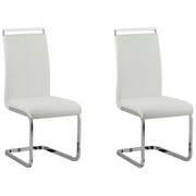 Krzesła - Beliani Zestaw 2 krzeseł do jadalni ekoskóra biały GREEDIN - miniaturka - grafika 1