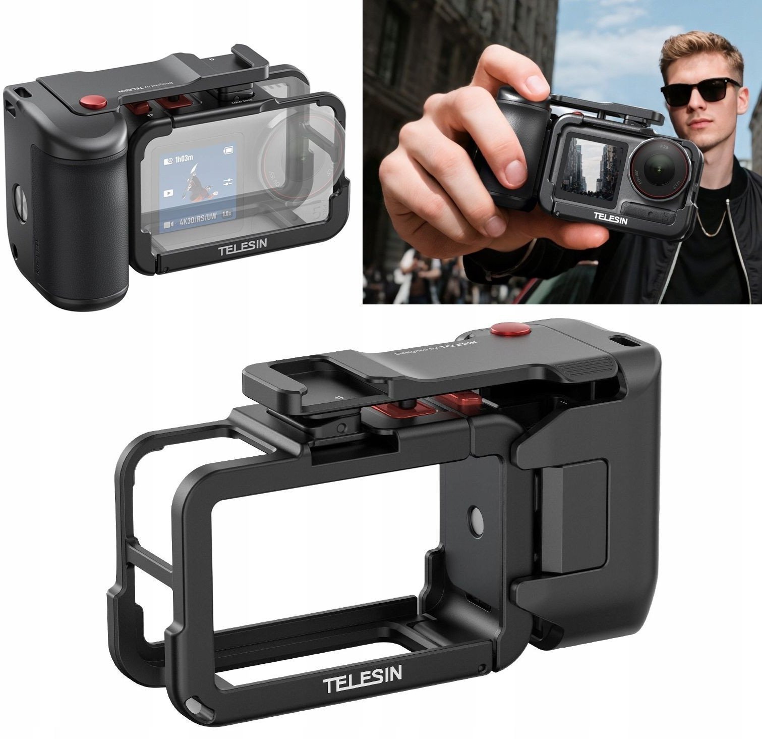 Uchwyt Grip Z Ramką Montażową Frame Mount + Iso Do Dji Action 5 Pro 4 3 / S6-fms-22-tdj