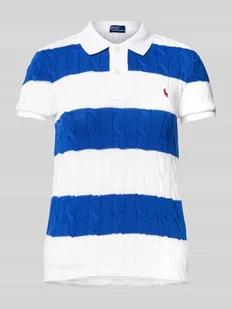 Koszulka polo o kroju slim fit z efektem dzianiny - Koszulki i topy damskie - miniaturka - grafika 1