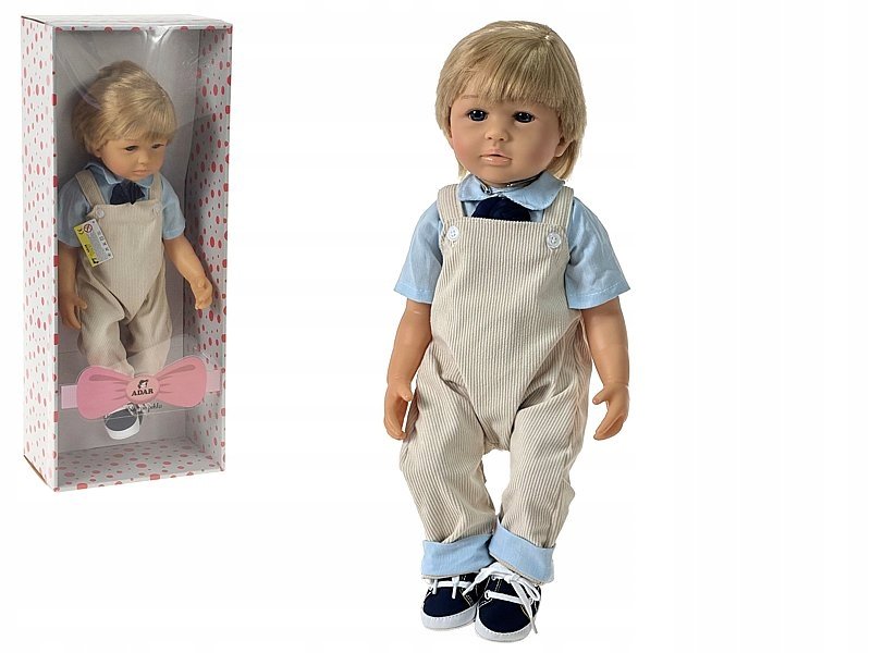 Lalka Chłopiec anatomiczna, winylowa 50cm jasne włosy Mówi Śpiewa Po Polsku