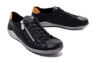 Półbuty damskie - RIEKER L7560-00 black, półbuty damskie - Rieker - miniaturka - grafika 1