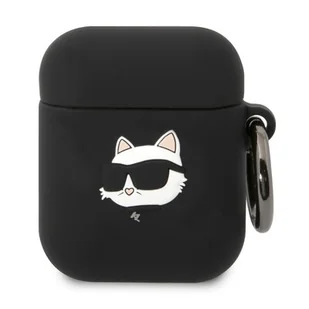 Etui ochronne na słuchawki Karl Lagerfeld KLA2RUNCHK do Apple AirPods 1/2 cover czarny/black Silicone Choupette Head 3D - Akcesoria do słuchawek - miniaturka - grafika 1
