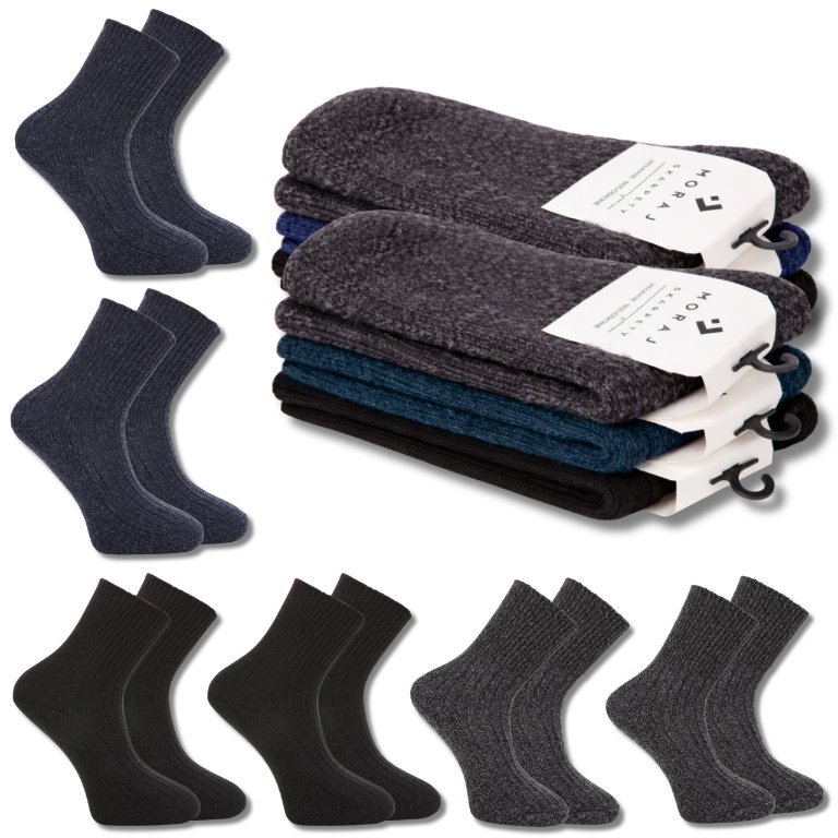 ZIMOWE DŁUGIE BEZUCISKOWE SKARPETY MĘSKIE GRUBE Z WEŁNĄ 6-PAK MORAJ 39-42