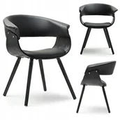 Krzesła - Stylowe Komfortowe Krzesło Forma Siedzisko Z Giętego Drewna Elina 2X Czarne - miniaturka - grafika 1