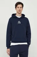 Bluzy męskie - Lacoste bluza bawełniana męska kolor granatowy z kapturem z nadrukiem - miniaturka - grafika 1