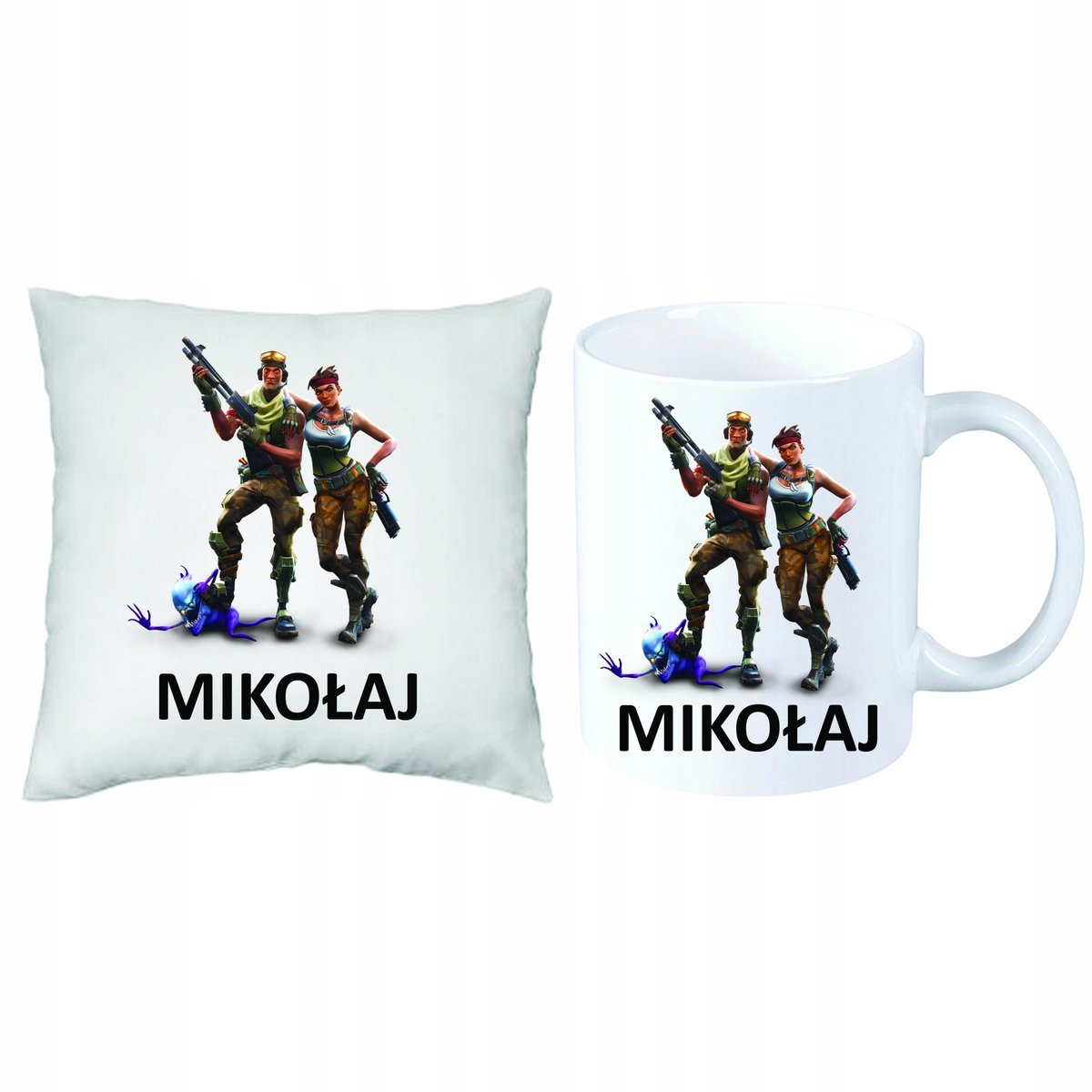 ZESTAW PREZENT PODUSZKA + KUBEK FORTNITE IMIĘ