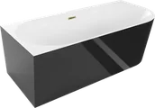 Wanny - Mexen Mia wanna wolnostojąca narożna lewa 170 x 80 cm, biała/czarna, przelew złoty - 52691708075L-50 - miniaturka - grafika 1