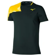 Koszulki sportowe męskie - Koszulka męska Mizuno Daybreakers Shadow SS Tee M Black Vibrant Yellow L - miniaturka - grafika 1