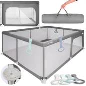 Łóżeczka i kojce - Kojec Dla Dziecka Łóżeczko Duży Plac Zabaw 150 X 200 X 68 Cm + Uchwyty Do Kojca Zestaw - miniaturka - grafika 1