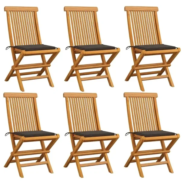 Składane krzesła ogrodowe z drewna tekowego z poduszkami taupe 47x60x89 c