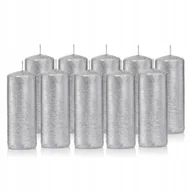 Świece - Zestaw 10 szt świeczki świece 10 cm SREBRNE - miniaturka - grafika 1