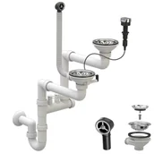 Syfony - Syfon przyścienny automatyczny dwukomorowy - Chrom - miniaturka - grafika 1