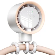 Wentylatory - Wentylator na klips, miniaturowy, przenośny wentylator z wyświetlaczem LED, cichy, do wózków dziecięcych, łóżeczek dziecięcych i podróży (biały) - miniaturka - grafika 1