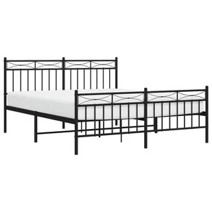 Metalowa rama łóżka z wezgłowiem i zanóżkiem, czarna, 160x200cm Lumarko! - Łóżka - miniaturka - grafika 4