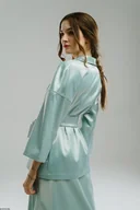 Marynarki i żakiety damskie - Kimono satynowe damskie w turkusowym kolorze - miniaturka - grafika 1
