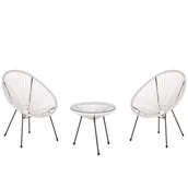 Meble ogrodowe - Zestaw mebli balkonowych z technorattanu biały ACAPULCO II - miniaturka - grafika 1