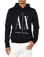 Bluzy męskie - Armani Exchange Męska bluza z kapturem, Maxi Print Logo On Front, grantowy, L - miniaturka - grafika 1