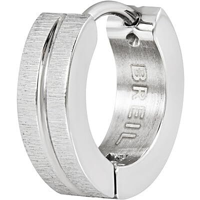 Breil Loop Herren Ohrring aus Edelstahl hergestellt, in der Farbe: Silber, Länge: 1,9 cm, TJ3443