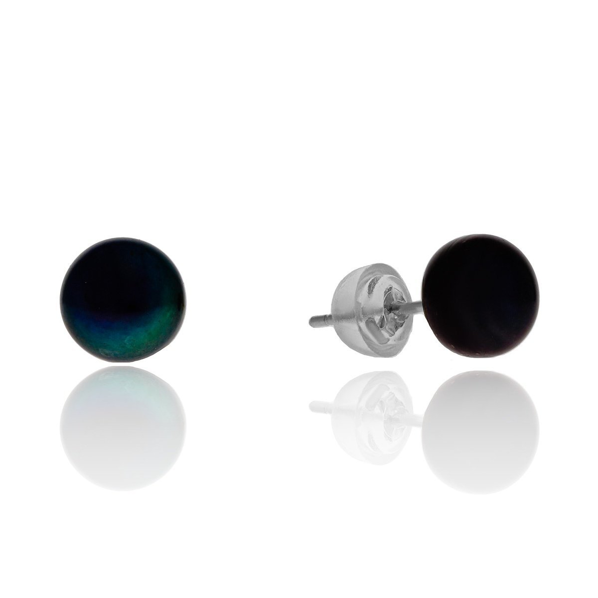 Srebrne kolczyki perełki grafitowe sztyfty pr. 925