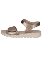 Sandały damskie - Caprice Skórzane sandały w kolorze szarobrązowym na koturnie - miniaturka - grafika 1