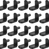 Zawiasy, okucia i inne akcesoria - Zestaw 25 kołków podtrzymujących półki w kształcie litery L, 5 mm, z tulejkami gumowymi, do półek meblowych - czarny - miniaturka - grafika 1