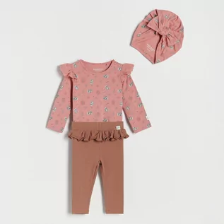 Komplety dla niemowląt - Reserved - Body z legginsami i czapką - Różowy - grafika 1