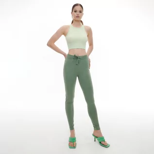 Spodnie damskie - Reserved Bawełniane joggery - Zielony - grafika 1