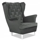 Fotele - Fotel Uszatek plecione oparcie ANTRACYT wygodny - miniaturka - grafika 1