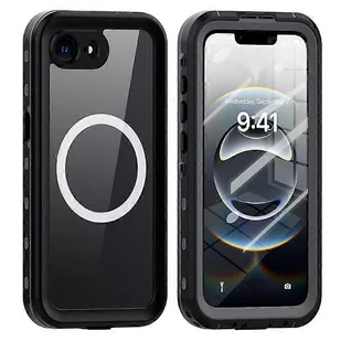 Seria REDPEPPER Dot + kompatybilna z etui na telefon iPhone 16e kompatybilna z wodoodporną przezroczystą osłoną telefonu MagSafe IP68 Czarny - Etui i futerały do telefonów - miniaturka - grafika 1