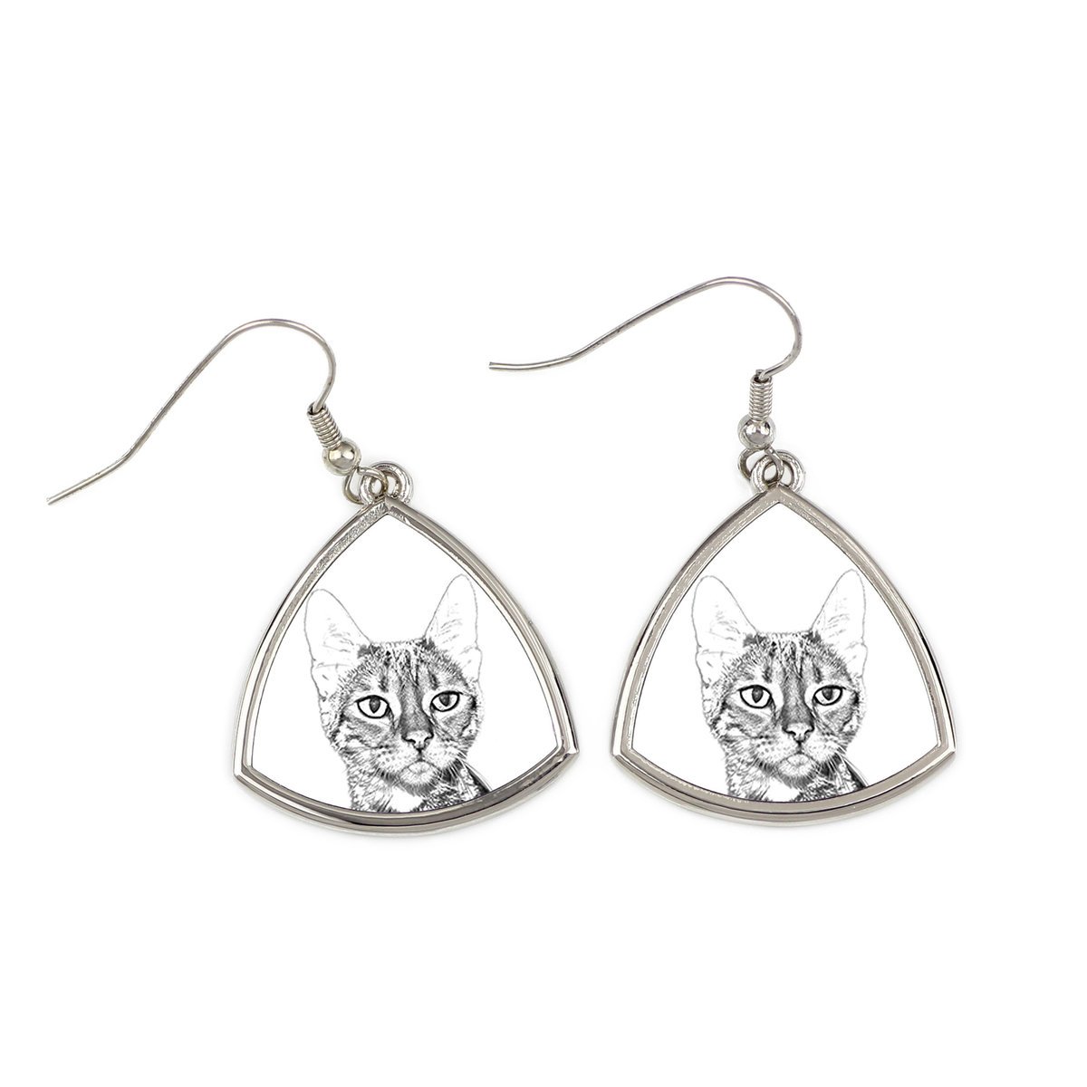 Kot toyger - kolczyki z kotem, wiszące kolczyki ze zdjęciem, personalizowana biżuteria z nadrukiem marki Art-Dog
