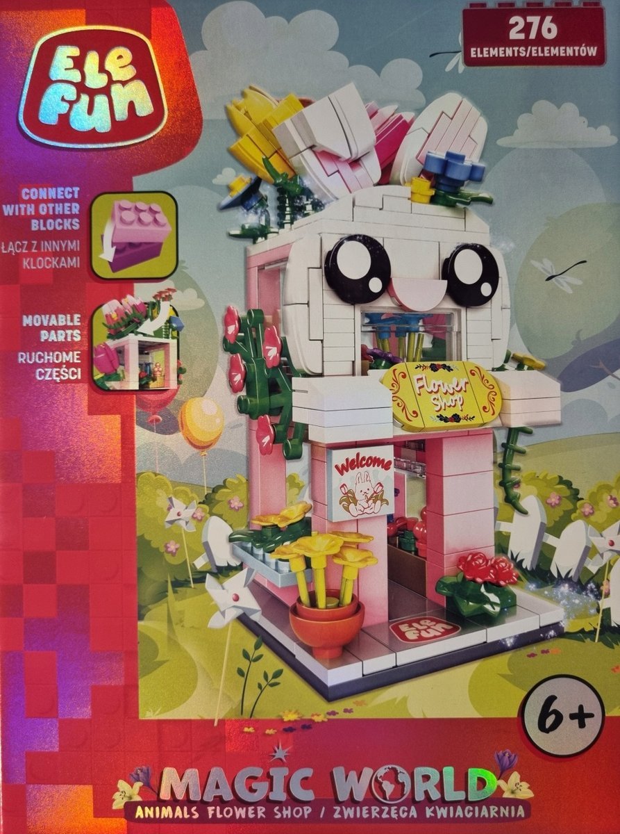 Klocki ELEFUN Magic World Zwierzęca Kwiaciarnia Sklep z kwiatami 276el