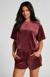 Hunkemöller Aksamitne szorty z kieszenią Czerwony - Bielizna nocna - miniaturka - grafika 1